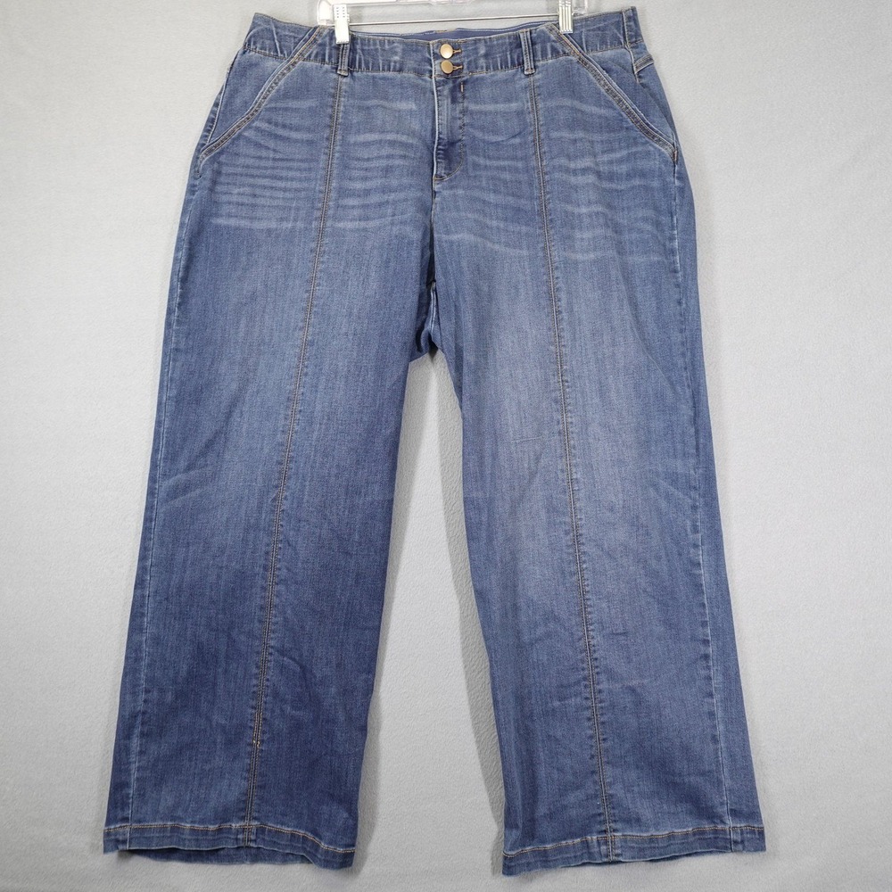 Democracy Jeans Womens 20W Blue Ab'solution Wide Leg Stretch WN02579FN